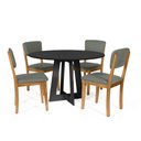 Ver imagem 1 de Mesa de Jantar Redonda Montreal Preta com 4 Cadeiras Estofadas Ella Cinza
