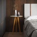 Ver imagem 2 de Mesa Lateral 4702 Pés Palito Sala Off White/freijo