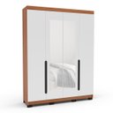 Ver imagem 2 de Roupeiro Solteiro Madri 4 Portas com Espelho 161x214cm Branco/Freijó 250828