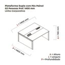 Ver imagem 3 de Estação de Trabalho Mesa Plataforma Escritório Dupla para 2 Pessoas com Caixa de Tomada Pé Painel Marrom/Noce Marromle/Cinza