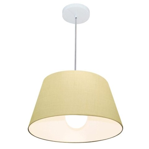 Lustre Pendente Cone Md-4039 Cúpula em Tecido 21/40x30cm Algodão Crú - Bivolt