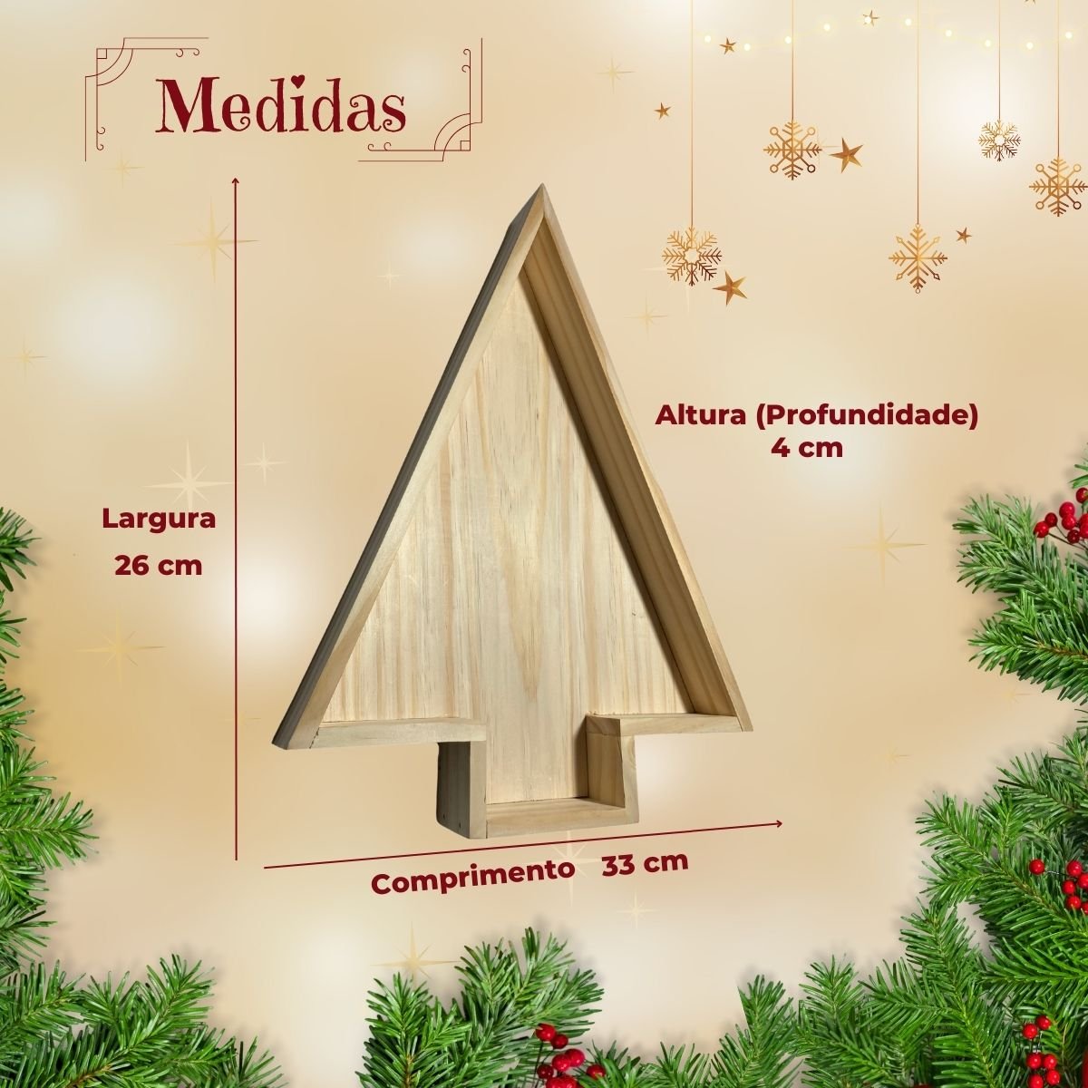 Árvore de Natal Petisqueira Mesa Posta Tábua Pinus Bandeja - 5