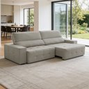 Ver imagem 1 de Sofá 4 Lugares Retrátil Reclinável para Sala de Estar 280cm Byron F04 Linho Cru - Lyam Decor