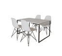 Ver imagem 2 de Mesa Industrial Base Ferro Preto Tampo 137x90 Branco 4 Cadeiras Eames Ferro Preto Assento Branco
