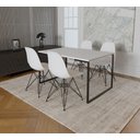 Ver imagem 1 de Mesa Industrial Base Ferro Preto Tampo 137x90 Branco 4 Cadeiras Eames Ferro Preto Assento Branco