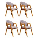 Ver imagem 2 de Kit 4 Cadeiras Sala de Jantar Premium com Braço Madeira Maciça Movellu Home