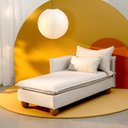 Ver imagem 1 de Sofá Modular Chaise Braço Lateral com Pé Bolinha Sôma CabeCasa MadeiraOriginals Bege Natural