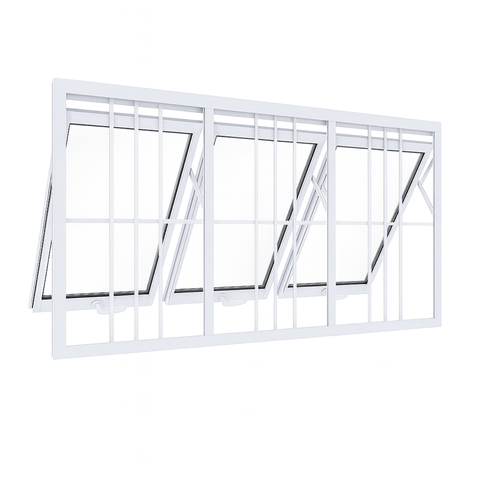 Janela Maxim Ar 3 Seções Aluminio Branco com Grade Linha 25 - 60x150