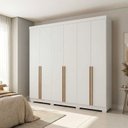 Ver imagem 1 de Guarda-Roupa Casal 6 Portas 3 Gavetas 100% MDF Florença Off White/Nevaska