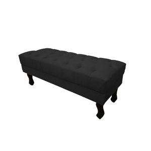 Recamier Baú Luis Xv Capitonê Retrô 120 cm Couro Preto Ms Decor