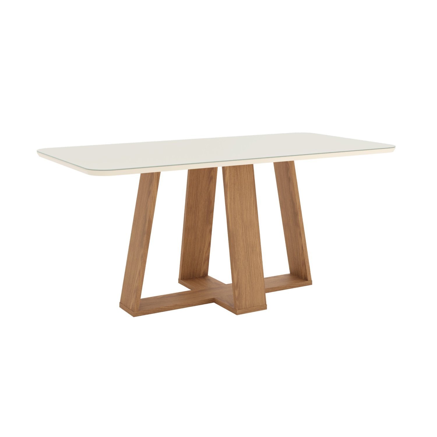 Mesa de Jantar para 6 Lugares 1,8m Tampo Mdf e Vidro Canto Arredondado Lins - 2