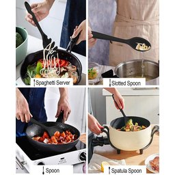 Kit Jogo Utensilios para Cozinha 11pcs Colheres Silicone - 3