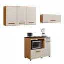 Ver imagem 1 de Conjunto Modulado Balcão Coktop 4 Bocas com Nicho para Forno e 2 Armários Aéreo