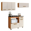 Ver imagem 1 de Conjunto Modulado Balcão para Cooktop 5 Bocas 2 Portas com Nicho e 2 Armários Aéreo