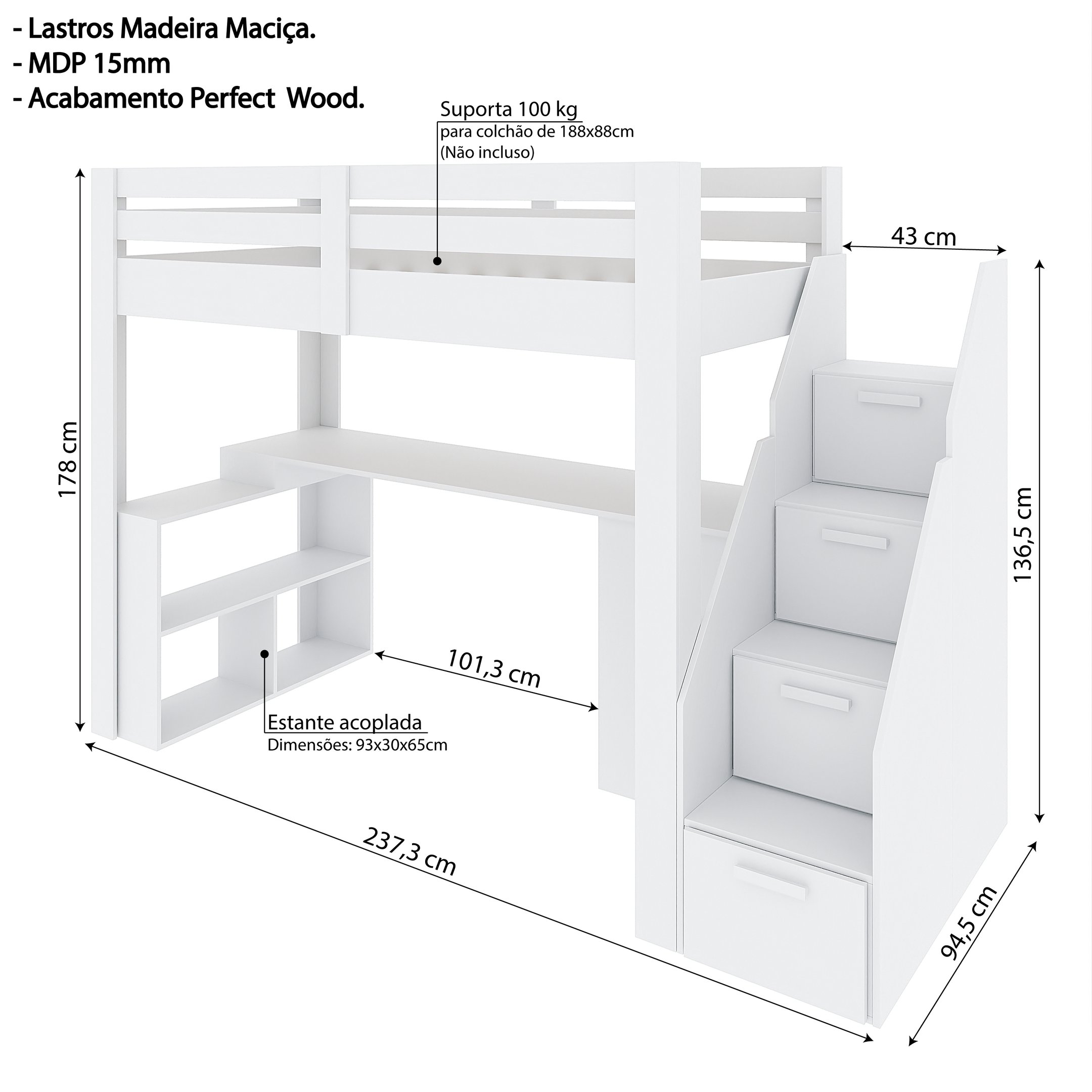 Cama Office Multifuncional Solteiro Adulto Star Plus - 9