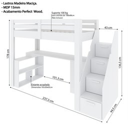 Cama Office Multifuncional Solteiro Adulto Star Plus Casatema - 9