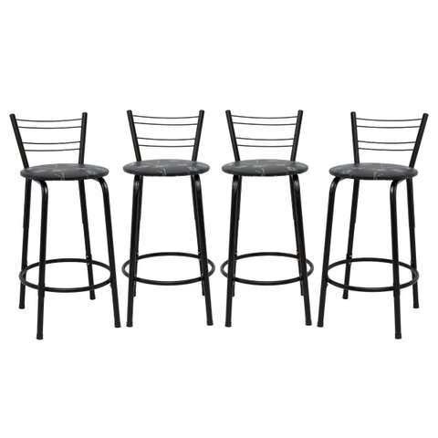 Kit 4 Banquetas para Bancada Flórida Preta 60cm Cozinha Gourmet Balcão Ilha Piscina Área de Lazer