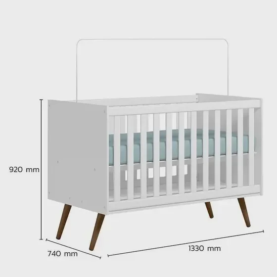 Ver mais imagens de Jogo de Quarto Infantil Completo Melinda Branco Retro 3 P, Cômoda 1 P e Berço Qencanto Phoenix Baby