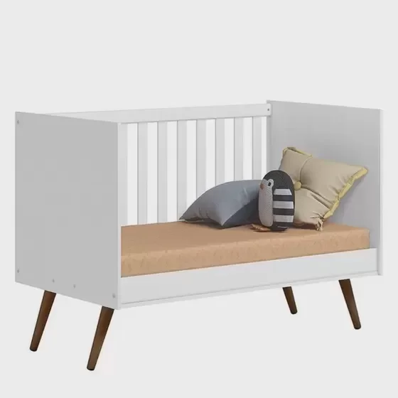 Ver imagem 7 de Jogo de Quarto Infantil Completo Melinda Branco Retro 3 P, Cômoda 1 P e Berço Qencanto Phoenix Baby