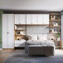 Ver imagem 1 de Quarto Adulto 10 Peças Guarda Roupa Closet Armário 100% Mdf Cor:savana com Branco