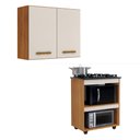 Ver imagem 1 de Conjunto Modulado Armário Aéreo de Cozinha 2 Portas e Balcão para Cooktop 4 Bocas 2 Nichos para Forno