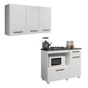 Ver imagem 1 de Conjunto Modulado Armário Aéreo 3 Portas e Balcão para Cooktop 5 Bocas 2 Portas 1 Gaveta