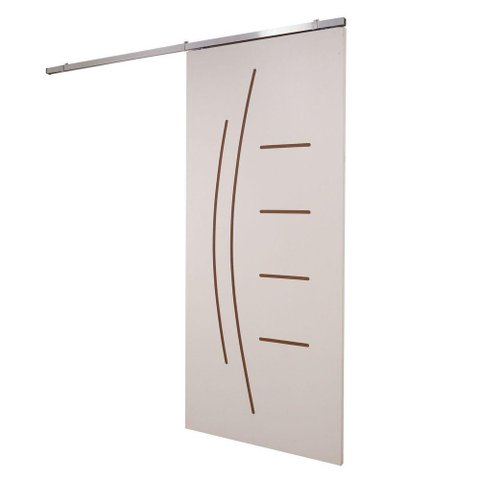 Porta de Correr Branco Prime Frisada Kit Alumínio F08 - Smile - 210x80