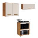 Ver imagem 1 de Conjunto Modulado Balcão para Cooktop 4 Bocas 2 Nichos e 2 Armários Aéreo