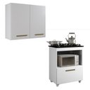 Ver imagem 1 de Conjunto Modulado Armário Aéreo de Cozinha 2 Portas e Balcão para Cooktop 5 Bocas 1 Porta 1 Nicho