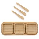 Ver imagem 1 de Petisqueira de Bambu com 4 Peças - 31cm com 3 Espatulas Utensilios do Chef
