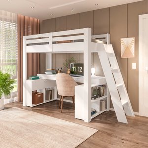 Cama Office Solteiro Adulto com Escrivaninha Star Light Casatema