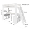 Ver imagem 6 de Cama Alta Beliche Office Solteiro Adulto com Escrivaninha Star Light Branco