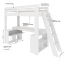 Ver mais imagens de Cama Alta Beliche Office Solteiro Adulto com Escrivaninha Star Light Branco