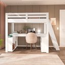 Ver imagem 2 de Cama Alta Beliche Office Solteiro Adulto com Escrivaninha Star Light Branco