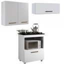 Ver imagem 1 de Conjunto Modulado Balcão para Cooktop 1 Porta Basculante e 2 Armários Aéreo