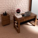 Ver imagem 1 de Conjunto Escritório Completo Com Mesa e Gaveteiro Volante Cor: Nogal com Preto