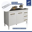 Ver mais imagens de Conjunto Modulado Balcão com Tampo 2 Portas 3 Gavetas e 2 Armários Aéreo