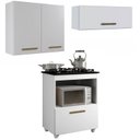 Ver imagem 1 de Conjunto Modulado Balcão para Cooktop 1 Porta 1 Nicho 5 Bocas e 2 Armário Aéreo