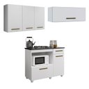 Ver imagem 1 de Conjunto Modulado Balcão para Cooktop 5 Bocas 2 Portas 1 Gaveta e 2 Armários Aéreo