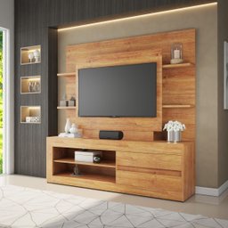 Estante para Tv até 55 Polegadas Miles 2 Gavetas 5 Prateleiras Mel - Casa Giulia - 1