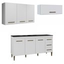 Ver imagem 1 de Conjunto Modulado Balcão 3 Portas 3 Gavetas e 2 Armários Aéreo