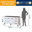 Ver imagem 5 de Conjunto Modulado Balcão 3 Portas 3 Gavetas e 2 Armários Aéreo