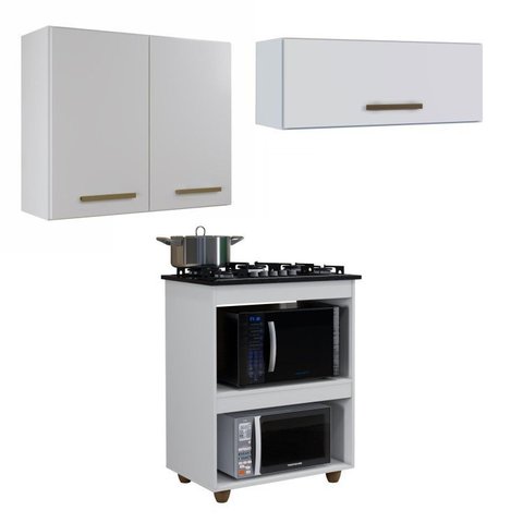 Conjunto Modulado Balcão para Cooktop 5 Bocas Aéreo 2 Portas e 1 Aéreo Basculante