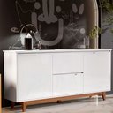 Ver imagem 2 de Balcão Buffet Flow 2 Portas 2 Gavetas Pés Madeira Maciça 163cm Ej Móveis