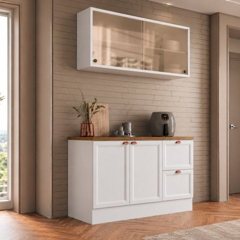 Cozinha Completa Modulada Americana com Vidro Reflecta 2 Peças Yescasa