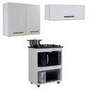 Ver imagem 1 de Conjunto Modulado Balcão Cooktop 4 Bocas 2 Nichos para Forno e 2 Armários Aéreo