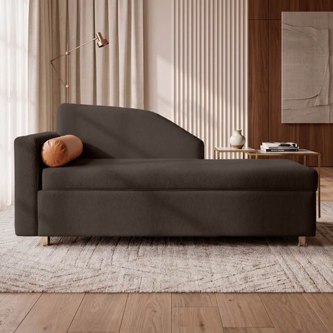 Sofá Cama Solteiro 1 Lugar com Baú Divã Bouclê Multifuncional Divã Quarto Hóspedes 195cm:Bouclê Marr