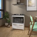 Ver imagem 2 de Balcão Armário de Cozinha para Fogão Cooktop 4 Bocas e Forno Elétrico Evelyn Mobília Decor Branco