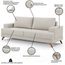 Ver imagem 3 de Sofá 160cm 2 Lugares Pés Curvos Santi Boucle D05 Creme - Mpozenato