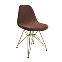 Ver imagem 4 de Mesa Jantar Londres Retangular Canela 137x90cm 6 Cadeiras Estofadas Caramelo Base Dourado